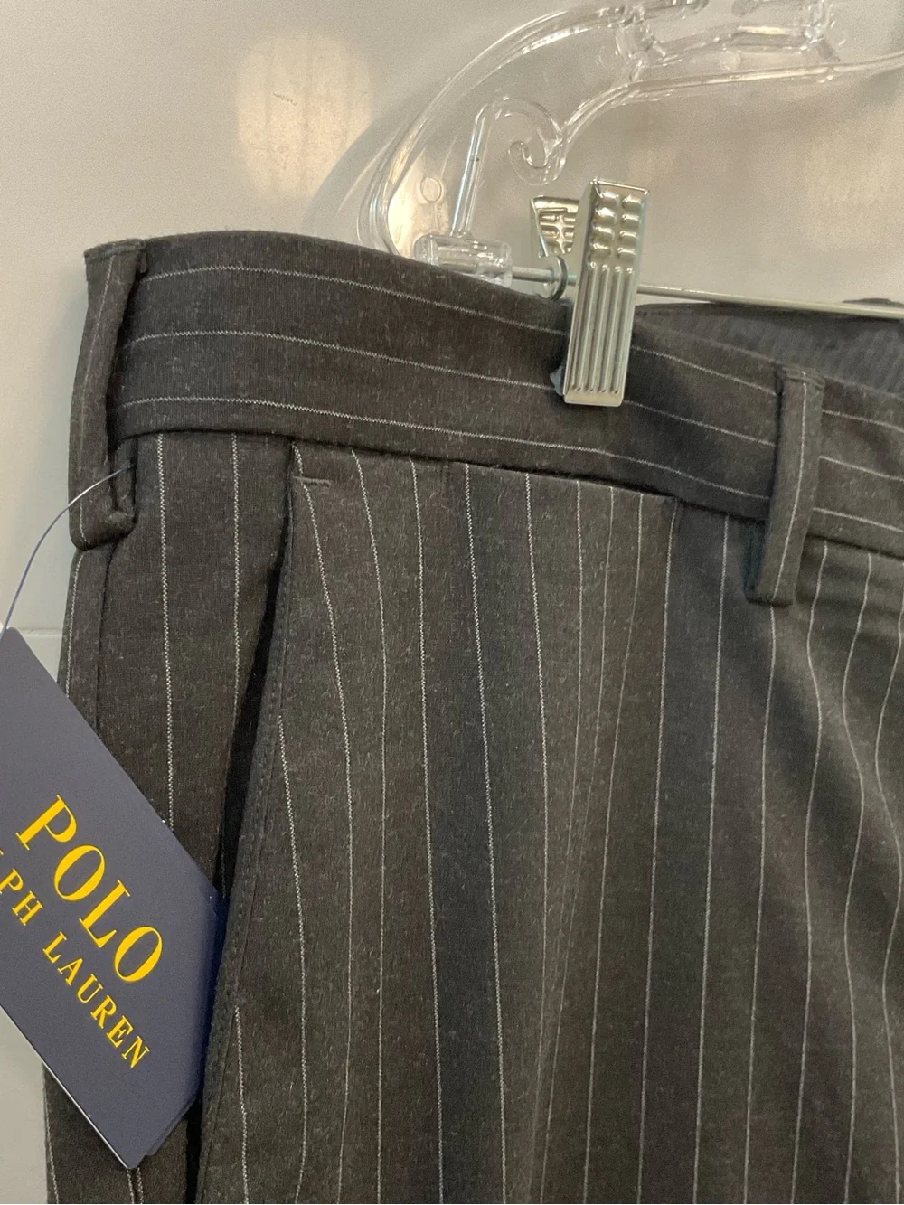 POLO Ralph Lauren Stretch Straight Fit CHARCOAL PINSTRIPE Pants size 38 - 30 T72